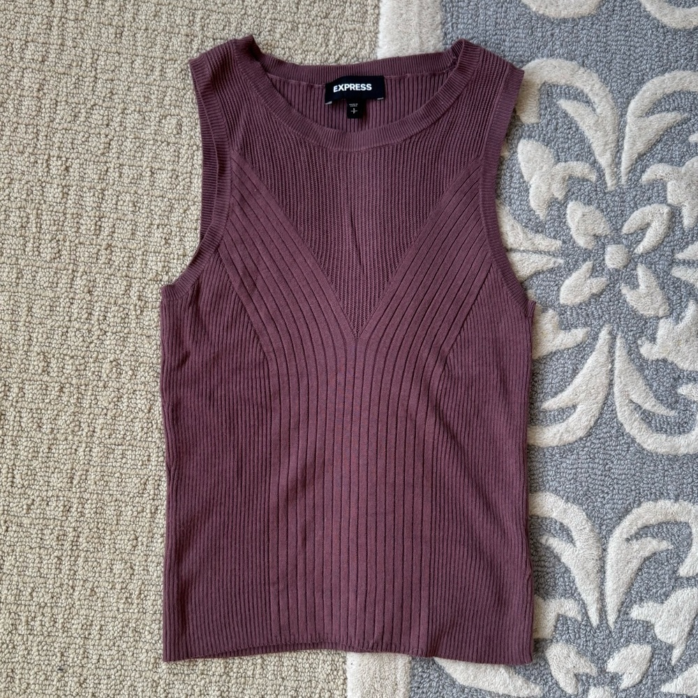 Express Women's Dark Mauve Sleeveless Top
